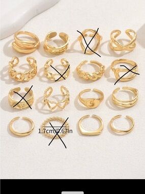 Gold Tone Women's Stackable Midi Rings Set - 10 Pieces